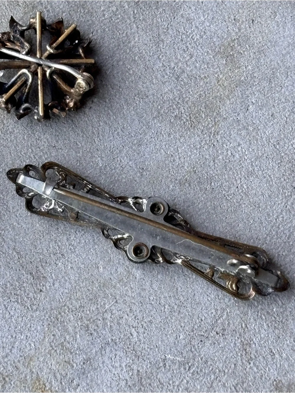 Vintage Brooch Trio Signed Coro Rhinestone Bow Pin Enamel Flower White Inlay Bar